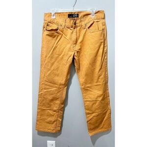 Finest Thread Luxury Goods Straight Leg Jeans Denim 34x32 Brown Orange 5 Pockets